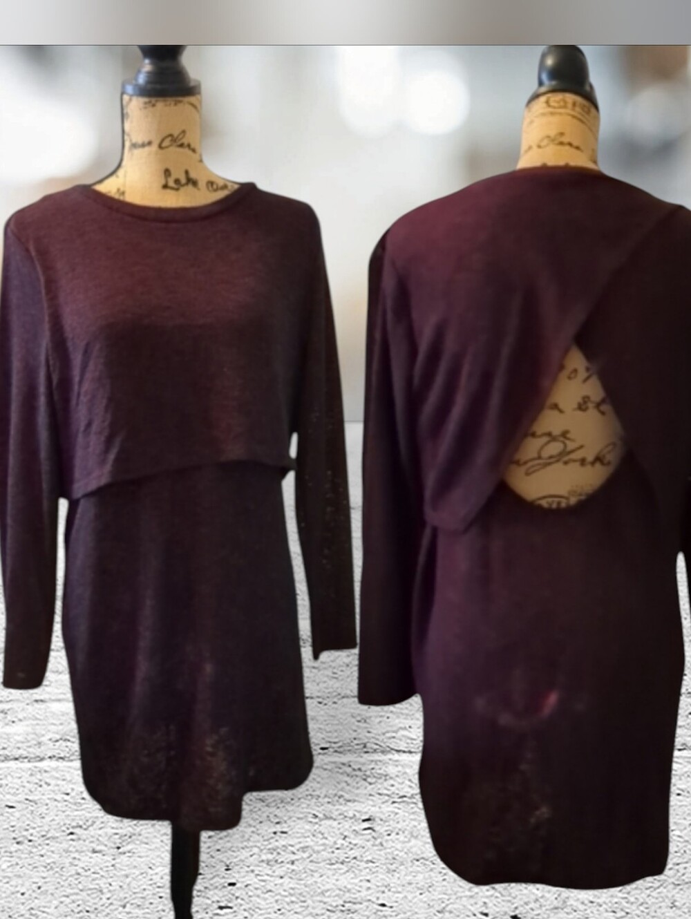 Divided Tunic/dress long sleeve, scoop/crew neck size 14